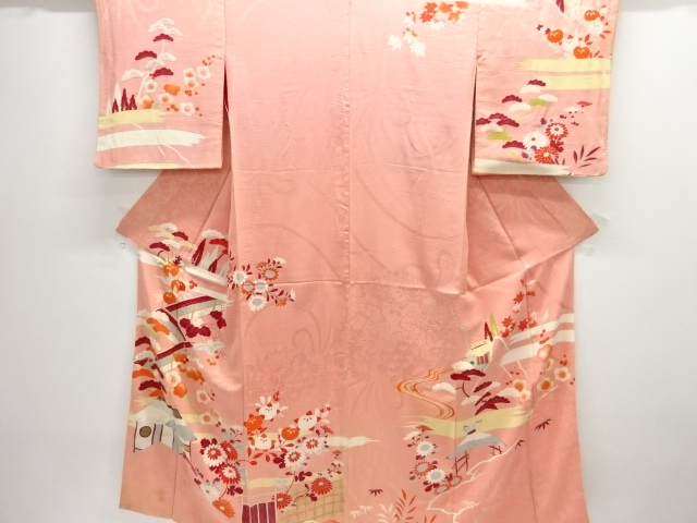 JAPANESE KIMONO / ANTIQUE KIMONO / SILK / MON KINSHA / CHAYATSUJI